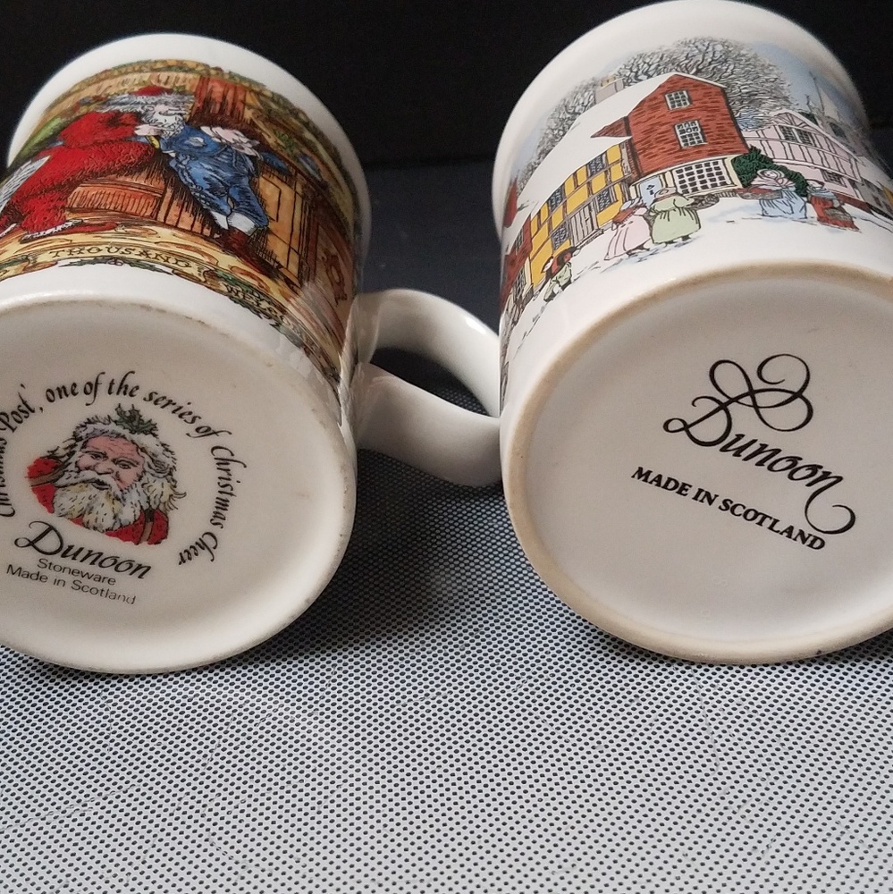 Dunoon xmas post series and village scene mugs